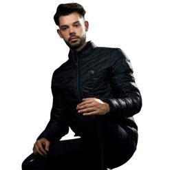 Kurtka puchowa Flags&Cup Reso. Niebieskie kurtki męskie FLAGS&CUP, z aplikacjami, z poliesteru, sportowe, bez kaptura. Za 404.00 zł.