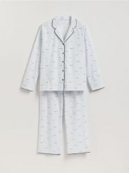 Dwuczęściowa piżama z bawełny - jasnoniebieski. Niebieskie piżamy damskie Reserved, l, bez wzorów, z bawełny, bez ramiączek. Za 149.99 zł.