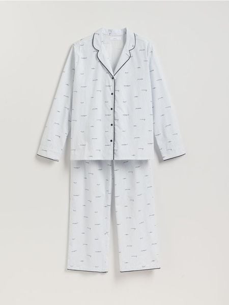 Dwuczęściowa piżama z bawełny - jasnoniebieski. Niebieskie piżamy damskie Reserved, l, bez wzorów, z bawełny, bez ramiączek. Za 149.99 zł.