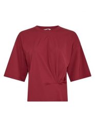 MOSS COPENHAGEN Koszulka w kolorze bordowym rozmiar: S/M. Czerwone bluzki damskie MOSS COPENHAGEN, m, bez wzorów, bez kołnierzyka, bez ramiączek. Za 139.95 zł.