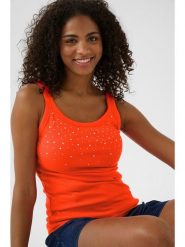 Kaffe Top w kolorze pomarańczowym rozmiar: M. Pomarańczowe topy damskie Kaffe, m, bez wzorów, bez kołnierzyka. Za 56.99 zł.