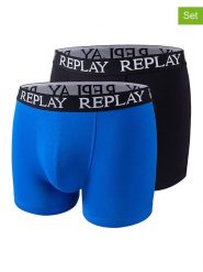 Replay Underwear Bokserki (2 pary) w kolorze niebieskim i czarnym rozmiar: S. Czarne bokserki męskie Replay Underwear, bez wzorów. Za 43.99 zł.