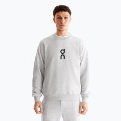 Bluza męska On Club Crew. Szare bluzy bez kaptura męskie On, bez wzorów, z bawełny, eleganckie, bez kołnierzyka, bez ramiączek. Za 419.99 zł.