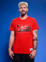 4F T-shirt regular z nadrukiem siatkarskim męski - czerwony XXL. Czerwone t-shirty męskie 4f, l, bez wzorów, z bawełny, bez kołnierzyka. Za 69.99 zł.