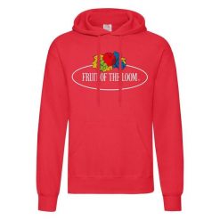 Damska Bluza Z Kapturem Z Nadrukiem Klasycznego Logo W Stylu Vintage. Białe bluzy z kapturem damskie Fruit of the Loom, m, z bawełny. Za 103.99 zł.