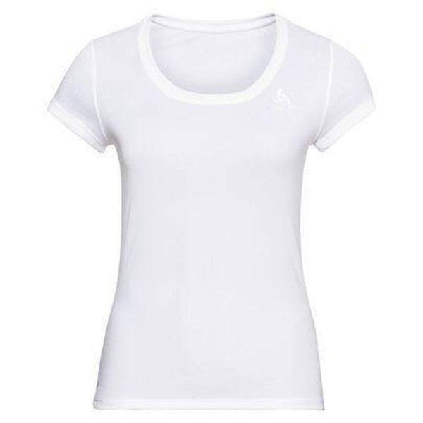Koszulka z krótkim rękawem damska ODLO Active F-Dryight Eco. Białe bielizna termoaktywna damska Odlo, l, bez wzorów, bez kołnierzyka. Za 199.99 zł.