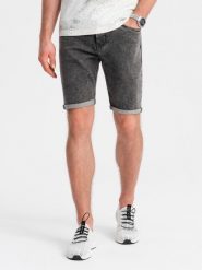 Męskie jeansowe szorty z podwiniętymi nogawkami – szare V3 OM-SRDS-0134 - XXL. Szare szorty męskie Ombre Clothing, na lato, bez wzorów, z bawełny, eleganckie. W wyprzedaży za 79.99 zł.