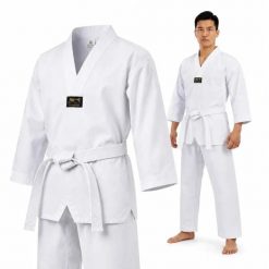 Dobok do Taekwondo standard bluza spodnie pas MOOTO. Białe spodnie sportowe damskie DBX BUSHIDO, z bawełny, na fitness i siłownię. Za 99.00 zł.