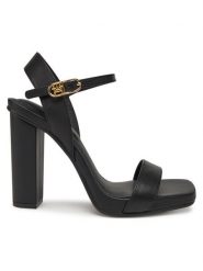 Tommy Hilfiger Sandały High Heel Leather Sandal FW0FW08534 Czarny. Czarne sandały damskie Tommy Hilfiger, bez wzorów, ze skóry, bez obcasa, na słupku. Za 319.99 zł.