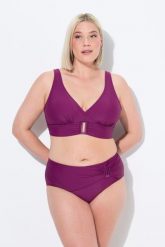 Damskie Bikini ozdobne klamry miękkie miseczki materiał pochodzący z recyklingu. Czerwone bikini damskie Ulla Popken, bez wzorów, plus size. Za 191.99 zł.
