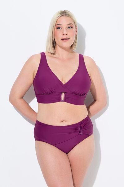 Damskie Bikini ozdobne klamry miękkie miseczki materiał pochodzący z recyklingu. Czerwone bikini damskie Ulla Popken, bez wzorów, plus size. Za 191.99 zł.