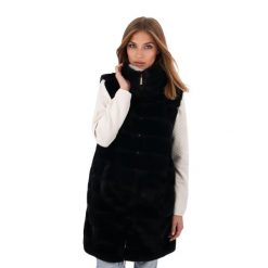 Kamizelka damska ze sztucznego futra CARRA. Czarne kamizelki damskie Aulp, l, z futra, długie. Za 559.99 zł.
