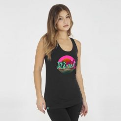 Koszulka na siłownię damska FEPLA czarna. Czarne bluzki damskie Legea, z bawełny, bez kołnierzyka, bez ramiączek. Za 43.00 zł.