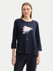 Tom Tailor Bluzka 1043110 Granatowy Regular Fit. Niebieskie bluzki damskie Tom Tailor, s, bez wzorów, z wiskozy, bez ramiączek. Za 89.99 zł.
