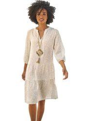 Heine Sukienka w kolorze beżowym rozmiar: 40. Brązowe sukienki damskie Heine, bez wzorów, bez kołnierzyka, bez ramiączek, midi. Za 113.36 zł.