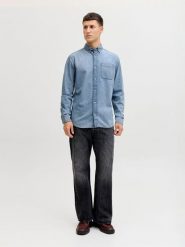 Jack & Jones Koszula dżinsowa - Regular fit - w kolorze błękitnym rozmiar: M. Niebieskie koszule męskie Jack & Jones, m, bez wzorów, z bawełny, bez kołnierzyka, bez ramiączek. Za 129.95 zł.
