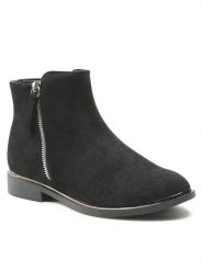 Jenny Fairy Botki WYL1956-2 Czarny. Czarne botki damskie Jenny Fairy, z materiału, bez obcasa, na płaskiej podeszwie, bez zapięcia. Za 79.99 zł.