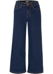 Dżinsy Wide Leg, mid waist, cropped. Niebieskie jeansy damskie bonprix. Za 149.99 zł.