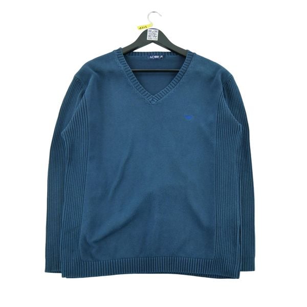 Sweter damski Armani Exchange. Niebieskie swetry klasyczne damskie Armani Exchange, l, bez kołnierzyka. Za 127.76 zł.