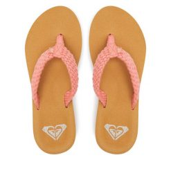 Japonki Roxy. Pomarańczowe klapki damskie Roxy, bez wzorów, bez obcasa. Za 119.99 zł.