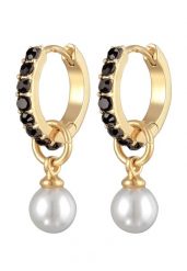 Elli Damskie kreole zawieska perły szklane z kryształami kolor złoty Kolczyki koła 1 ct. Żółte kolczyki damskie Elli, z perłą, szklane. Za 138.99 zł.