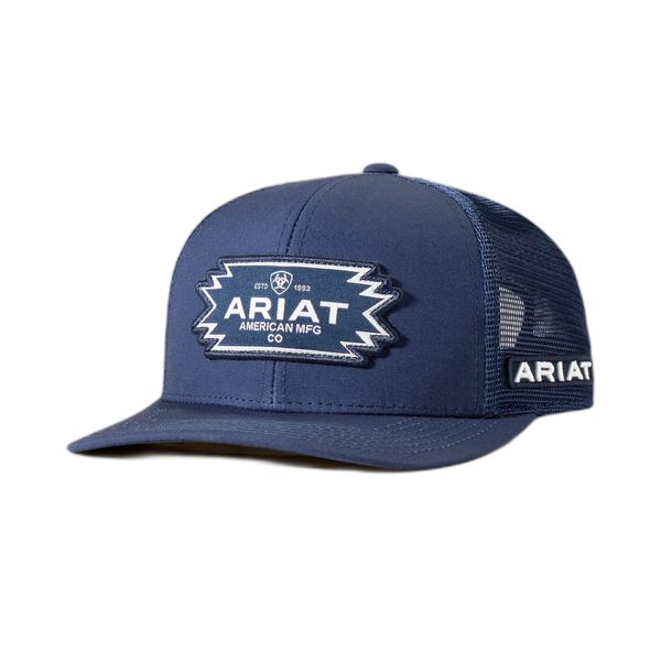 Czapka trucker z logo azteckim Ariat. Niebieskie czapki męskie Ariat, bez wzorów, sportowe. Za 232.50 zł.