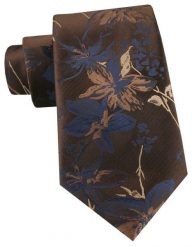 Męski Krawat - Brązowy w Kwiaty - Alties. Brązowe krawaty i muchy męskie Alties, bez wzorów, z tkaniny, eleganckie. Za 55.00 zł.