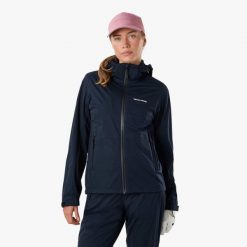 Kurtka przeciwdeszczowa golf damska Swedemount On Course Jacket II wodoodporna. Niebieskie golfy damskie SWEDEMOUNT, bez wzorów, z tkaniny, bez ramiączek. Za 449.99 zł.