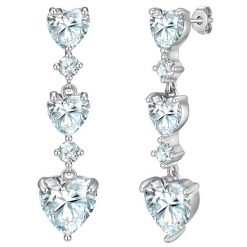 Yokoamii Kolczyki wiszace serce z mosiadzu w srebrze z Cyrkonia 1 ct Damski. Białe kolczyki damskie Yokoamii, z cyrkonią, posrebrzane. Za 159.99 zł.