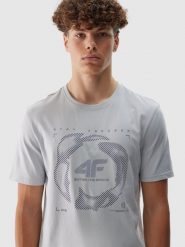 4F T-shirt regular z nadrukiem męski - szary S. Szare t-shirty męskie 4f, m, bez wzorów, z bawełny, bez kołnierzyka. Za 29.99 zł.