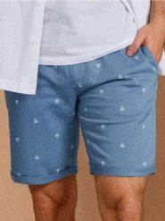 Szorty slim z wiązaniem w talii - błękitny. Niebieskie szorty męskie Sinsay, bez wzorów. Za 29.99 zł.