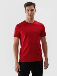 4F T-shirt regular gładki męski - czerwony XL. Czerwone t-shirty męskie 4f, m, bez wzorów, z bawełny, bez kołnierzyka. W wyprzedaży za 29.99 zł.