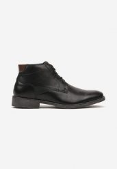 Czarne Eleganckie Botki Sznurowane Zdobione Naszywką Zeanizelle. Czarne buty zimowe męskie Born2be, bez zapięcia. Za 129.99 zł.