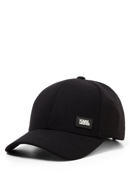 KARL LAGERFELD Czapka z domieszką wełny Mężczyźni czarny, 1. Czarne czapki męskie Karl Lagerfeld, bez wzorów, z wełny, eleganckie. Za 299.95 zł.