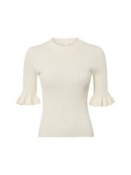 Y.A.S Damska koszula z dzianiny - YASMikla Kobiety Sztuczne włókno biały wypukły wzór tkaniny, XL. Białe koszule damskie Y.A.S, s, bez wzorów, z dzianiny, bez kołnierzyka, bez ramiączek. Za 299.95 zł.