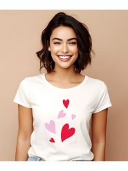 WOOOP Koszulka "Hearts" w kolorze białym rozmiar: XL. Białe bluzki damskie Wooop, xl, bez wzorów, z bawełny, bez kołnierzyka, bez ramiączek. Za 74.63 zł.