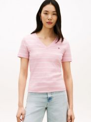 Tommy Hilfiger Koszulka Kobiety Bawełna różowy, S. Czerwone t-shirty damskie Tommy Hilfiger, s, bez wzorów, z bawełny, bez kołnierzyka. Za 179.95 zł.