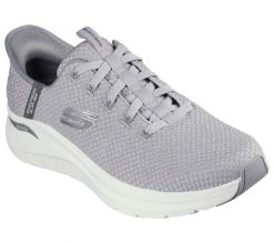 Buty sportowe męskie, Slip-ins: Arch Fit 2.0 - Look Ahead. Szare buty sportowe na co dzień męskie Skechers, z materiału, bez zapięcia, trekkingowe. Za 479.99 zł.