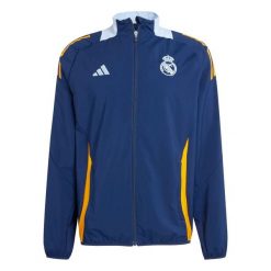 Kurtka prezentacyjna Real Madrid 2024/25. Brązowe kurtki męskie Adidas, s, bez wzorów, z materiału, bez kaptura. Za 278.50 zł.