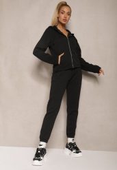 Czarny Komplet Dresowy z Domieszką Bawełny Pikowana Bluza z Kapturem i Joggery Evathira. Czarne bluzy z kapturem damskie Renee, l, z bawełny. Za 129.99 zł.