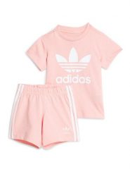 Adidas Komplet t-shirt i spodenki JC6580 Różowy Regular Fit. Czerwone koszulki dziewczęce Adidas, m, bez wzorów, z bawełny, bez ramiączek. Za 119.99 zł.
