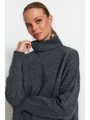 Trendyol Sweter w kolorze antracytowym rozmiar: XS. Czarne golfy damskie Trendyol, xs, bez kołnierzyka. Za 53.17 zł.