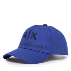 Czapka z daszkiem Armani Exchange. Niebieskie czapki z daszkiem damskie Armani Exchange, bez wzorów. Za 129.99 zł.