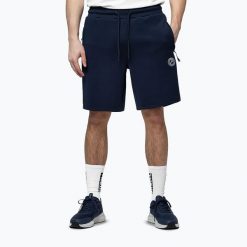 Spodenki męskie Pitbull San Diego. Niebieskie szorty męskie PITBULL, bez wzorów, z elastanu, sportowe. Za 179.99 zł.