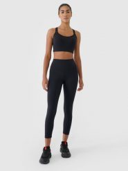 4F Legginsy treningowe 7/8 z wysokim stanem damskie - czarne XS. Czarne legginsy damskie 4f, s, bez wzorów, z dzianiny. Za 119.99 zł.