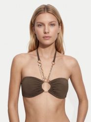 Guess Góra od bikini E6GJ01 KF412 Brązowy. Brązowe bikini damskie Guess, z aplikacjami. Za 349.99 zł.