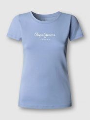Pepe Jeans Koszulka "New Virginia" w kolorze błękitnym rozmiar: XS. Niebieskie bluzki damskie Pepe Jeans, xs, bez wzorów, z jeansu, bez kołnierzyka, bez ramiączek. Za 56.79 zł.