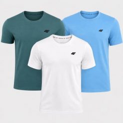 KOMPLET KOSZULEK MĘSKICH 4F ZESTAW 3PAK T-SHIRT SPORTOWY NA CO DZIEŃ. T-shirty męskie 4f, m, bez wzorów, z bawełny, bez kołnierzyka. Za 117.00 zł.