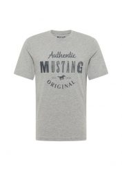 Męski T-Shirt Mustang Style Alex C Print Mid Grey Mélange 1012988 4140. Szare t-shirty męskie Mustang, m, bez wzorów, bez kołnierzyka. Za 79.99 zł.