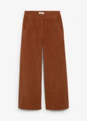 Spodnie sztruksowe high-waist z mieszanki bawełny. Zielone spodnie materiałowe damskie bonprix, bez wzorów, z bawełny, z podwyższonym stanem. Za 79.99 zł.